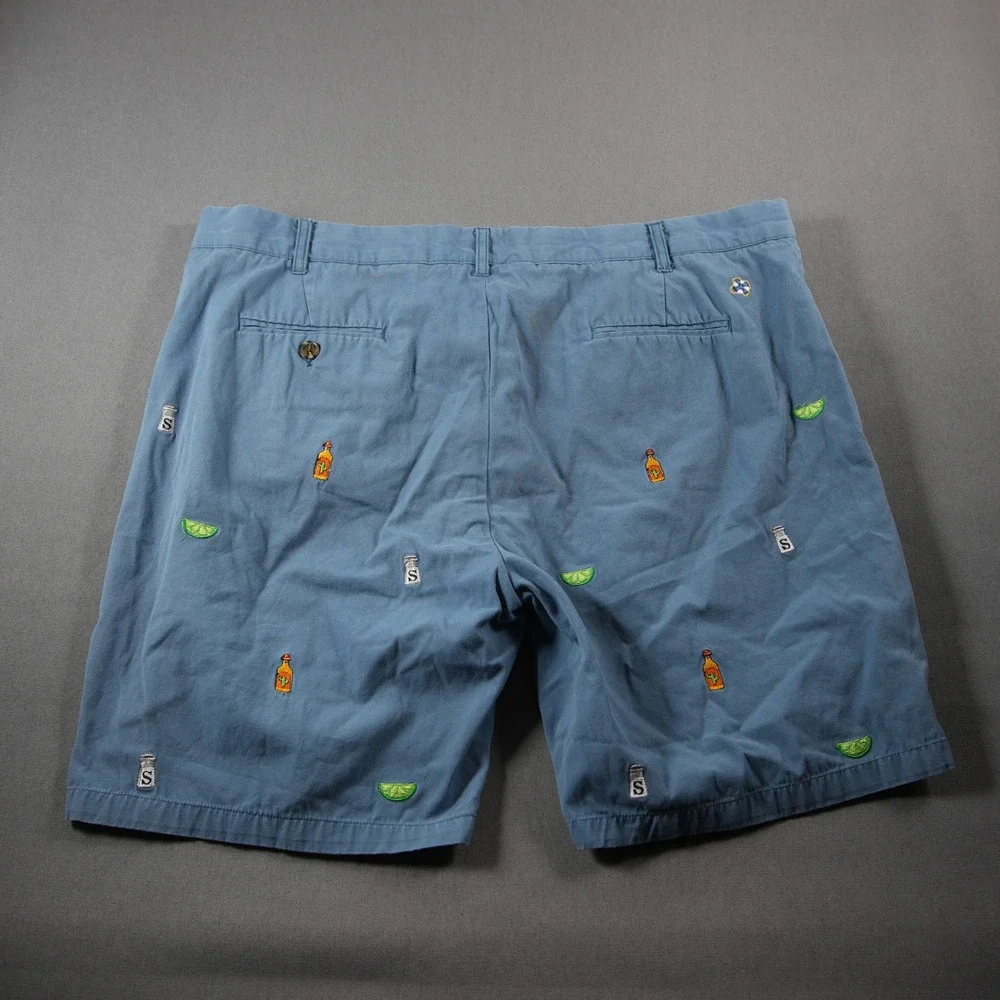 Castaway Tequila Lime Salt Embroidered Vacation Fun Costal Chino Men Shorts 40
